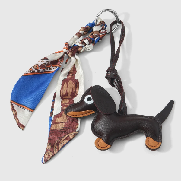 Dackel Leder Damen Taschenanhänger, braun